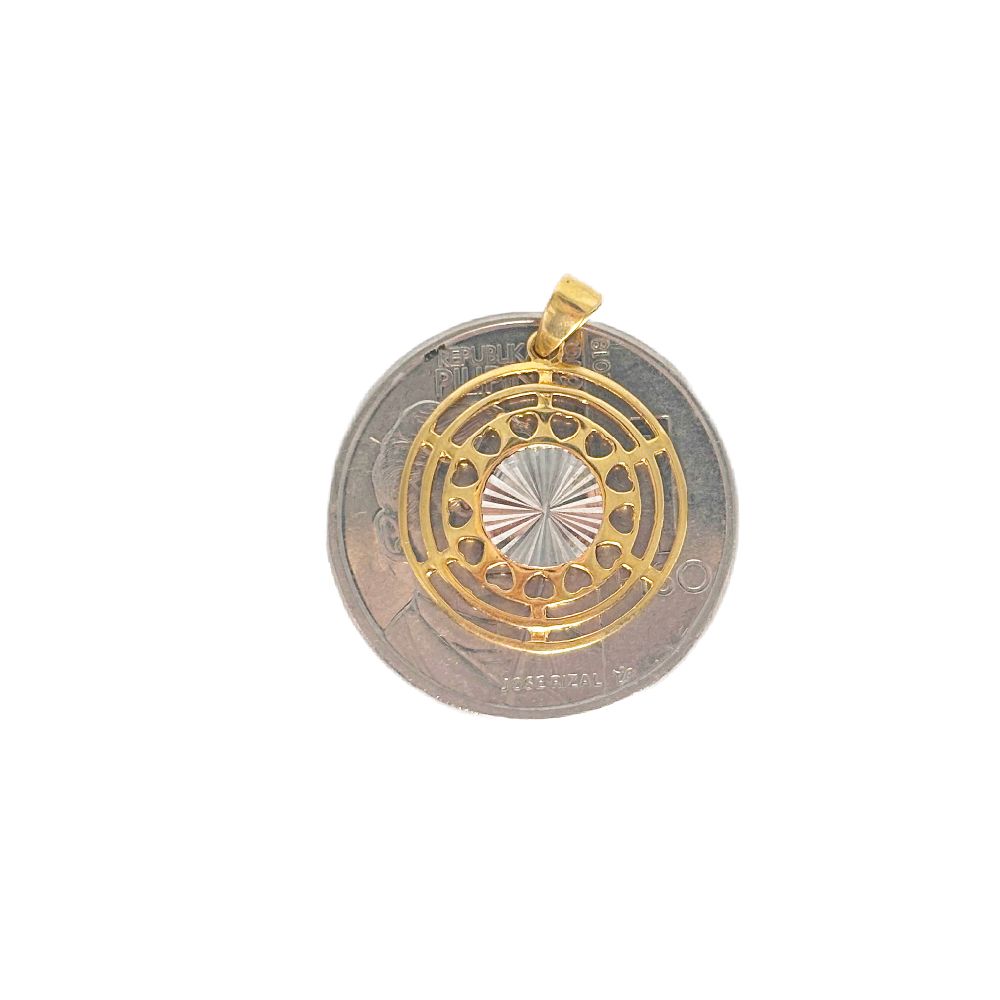 18k Saudi Gold 2Tone Disc Pendant - SKU-HEPZNC33
