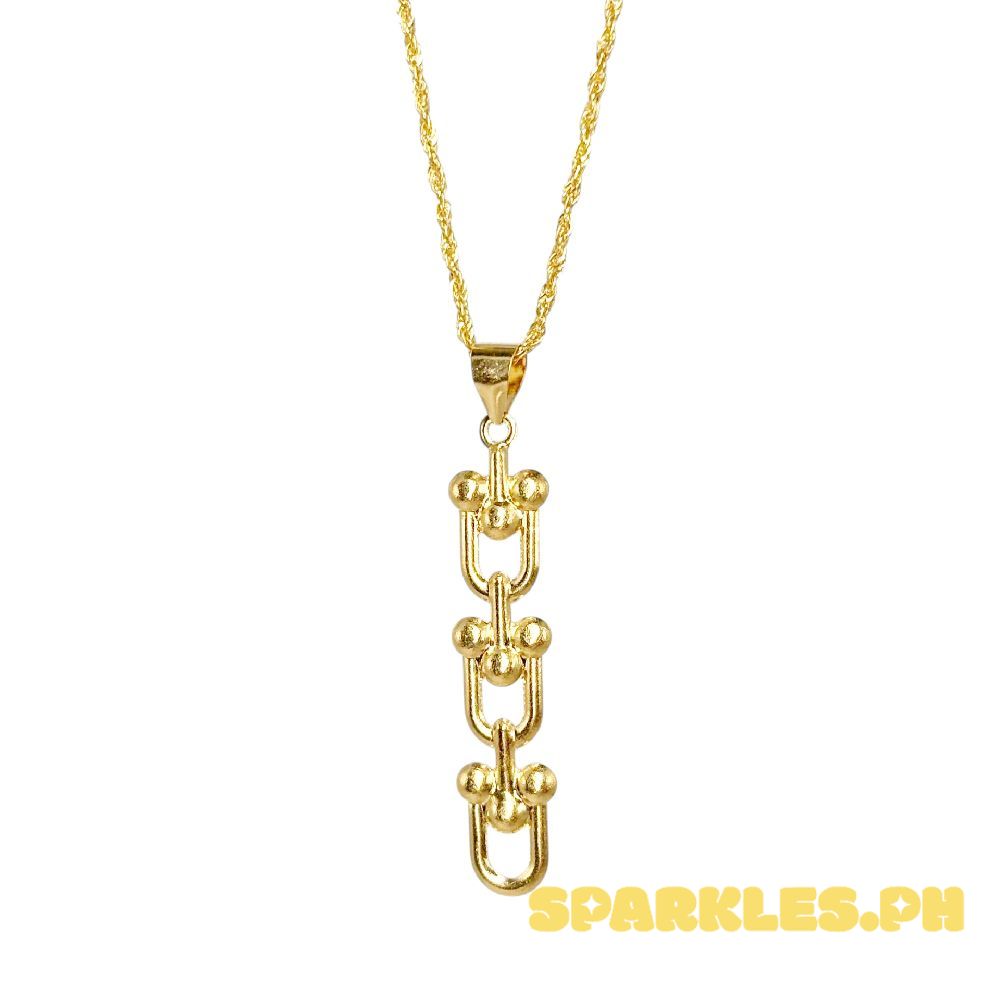 18k Saudi Gold Set Triplet U-Bar + Rope Chain 20"
