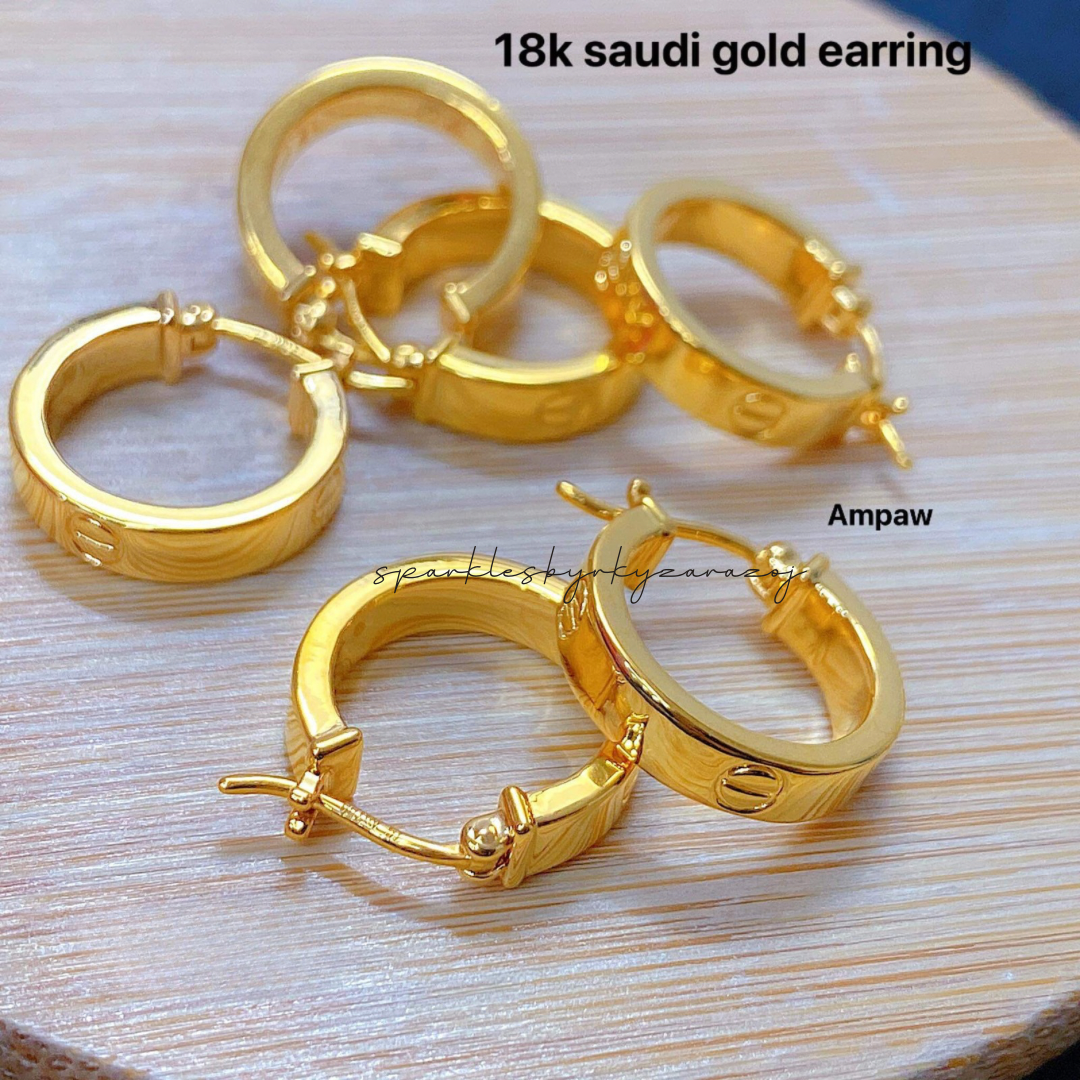 Plain Karkar Earrings Ampaw 18k Saudi gold