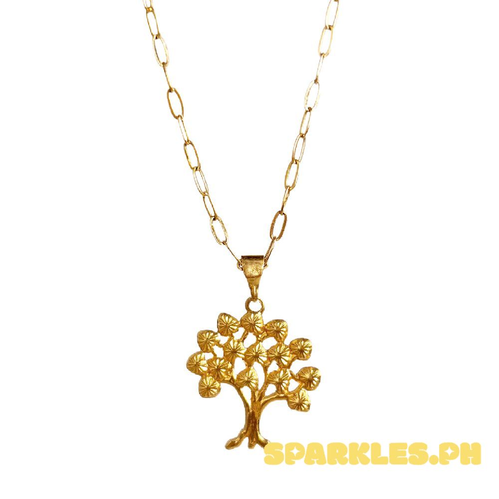 18k Saudi Gold Set Solid Money Tree + Micro Paperclip Makapal 22"
