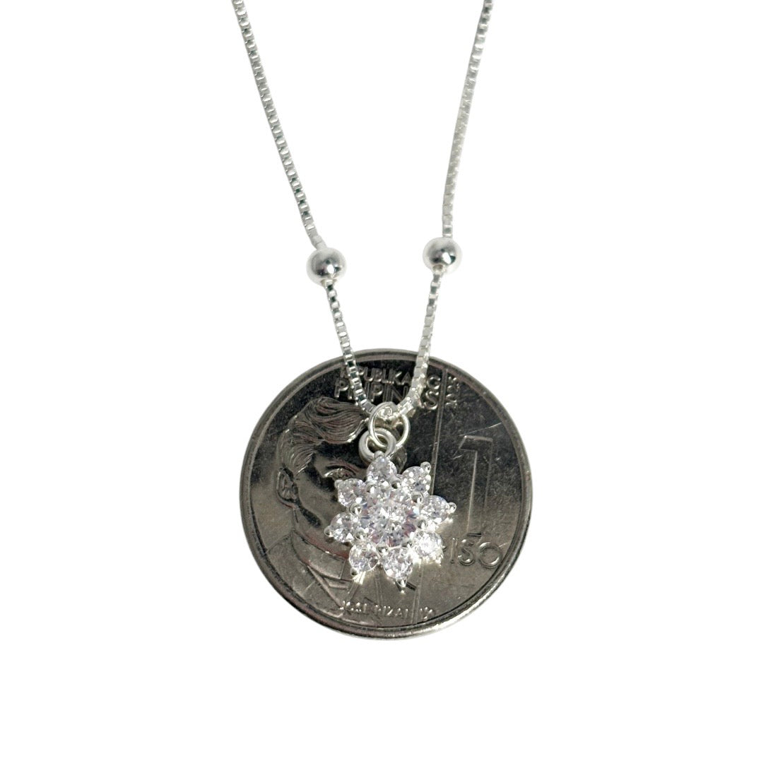 MT - 92.5 Sterling Silver - Sparkle Flower Necklace