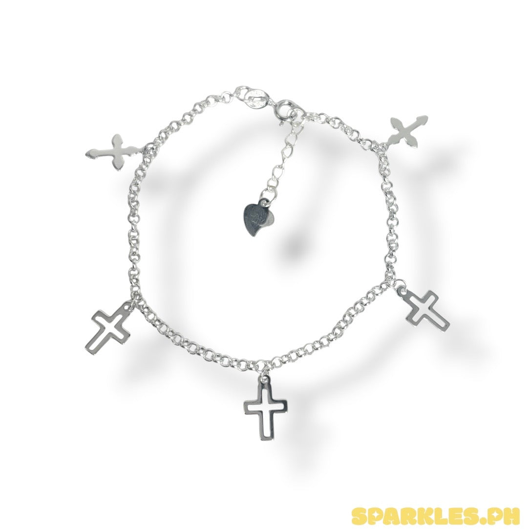 MT - 92.5 Sterling Silver - Station Cross Bracelet