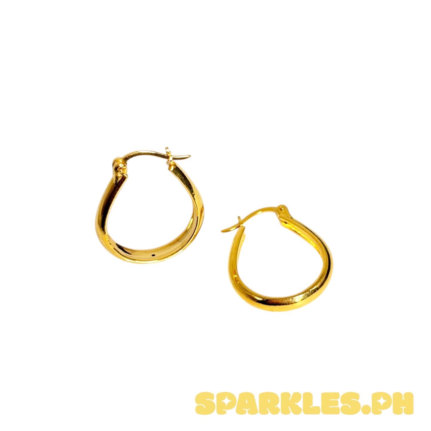 18k Saudi Gold EF Pear Hoop Earring - SKU-1GQMZ9KG