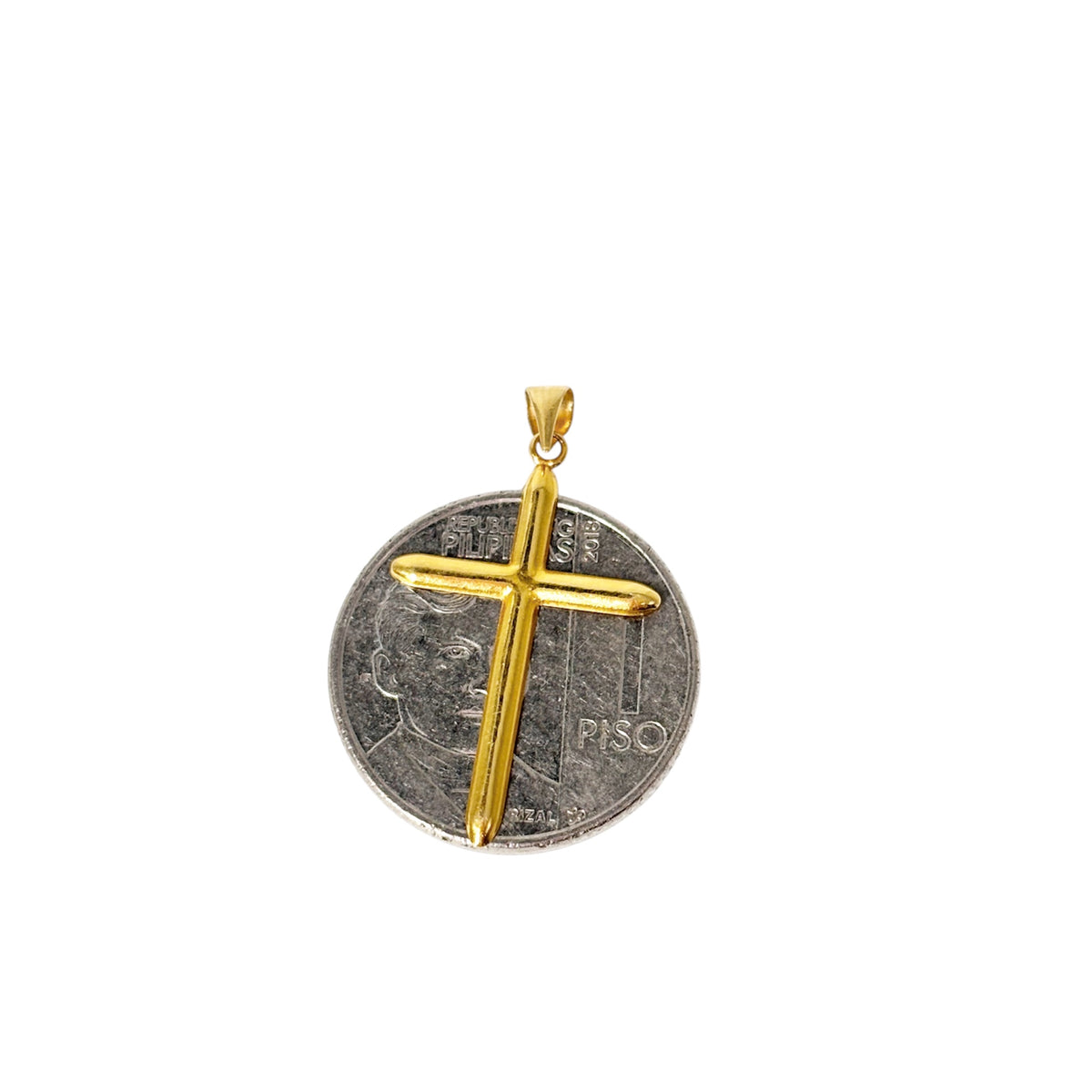 18k Saudi Gold Figaru Chain Makapal 18"+ 18k Saudi Gold Simple Plain Cross Pendant