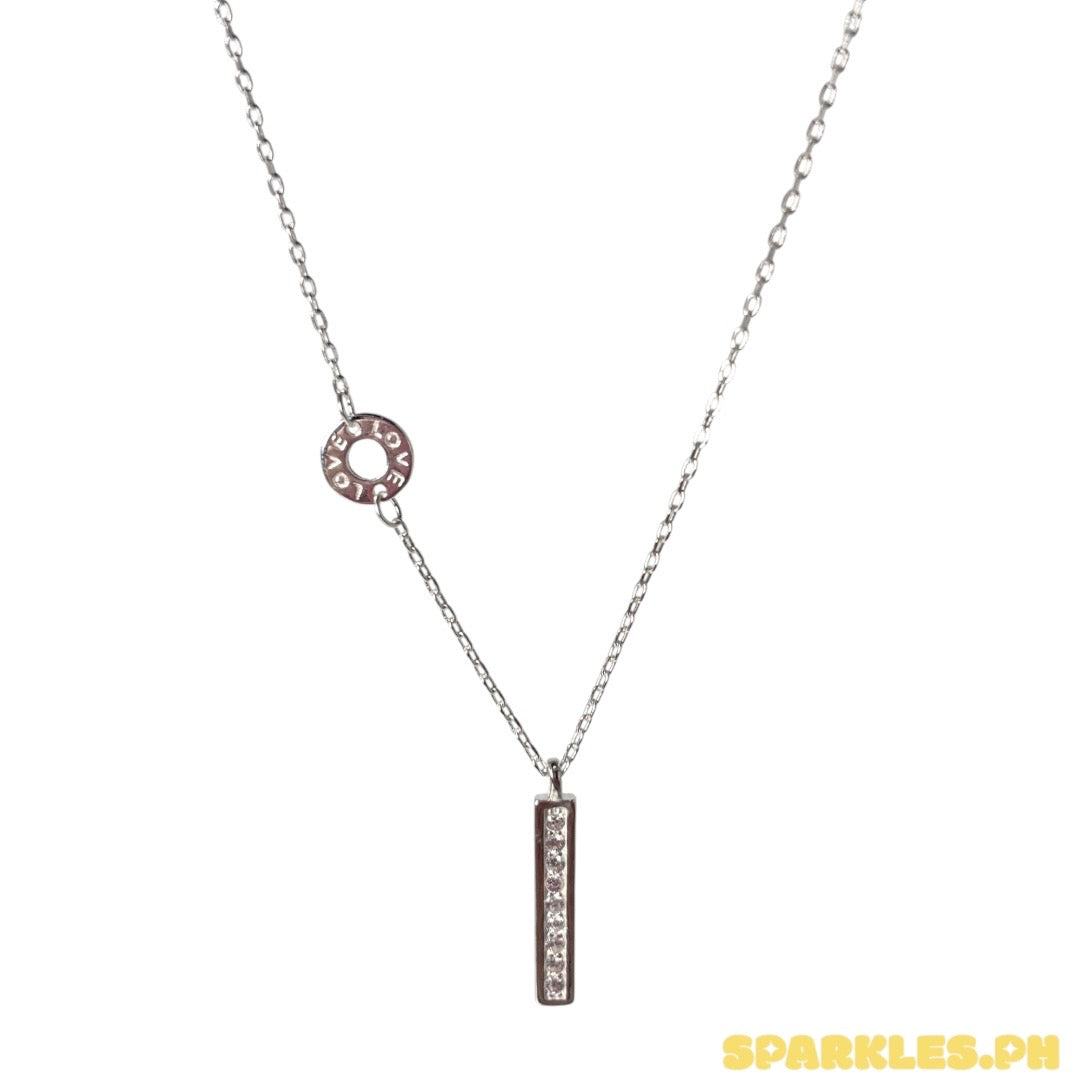 92.5 Sterling Silver - Love Bar Necklace