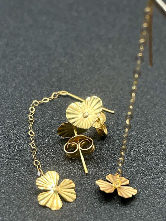 18k Saudi Gold Buy1Take1 Heart Stud With Gold Pakaw and Flower Tiktak Solid I Lightweight I Pawnable