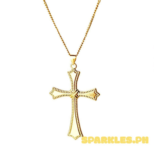 18k Saudi Gold Set Sword Cross + Cadena Chain 22"