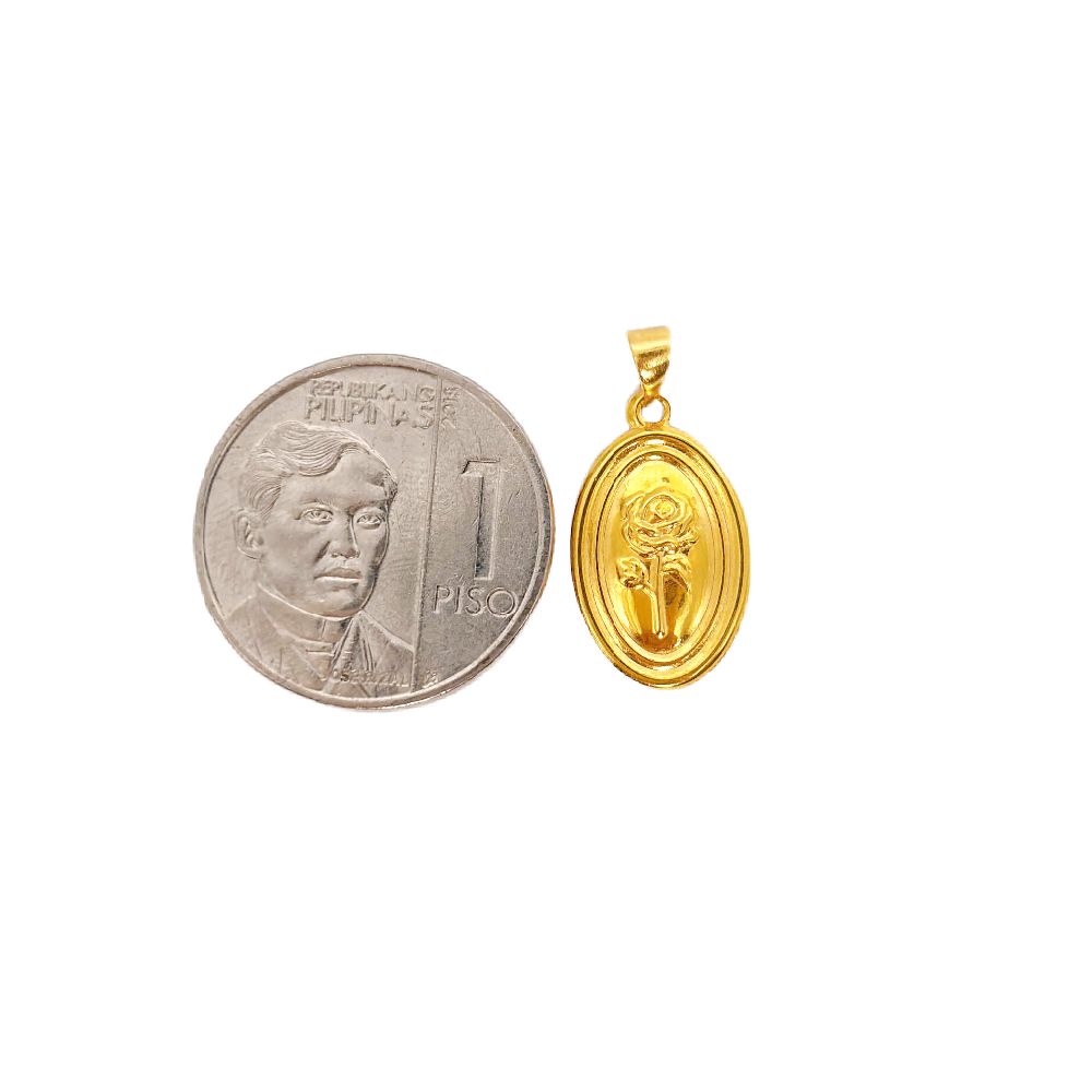 18k Saudi Gold Set Oval Rose + Karkar Chain 18"