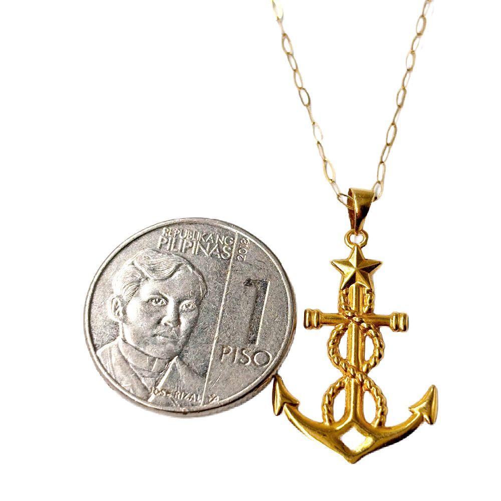 18k Saudi Gold Set Anchor Star + Micro Paperclip 20"