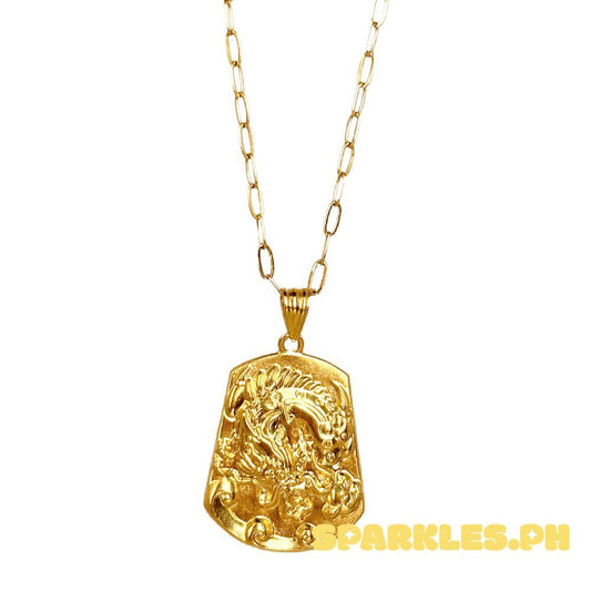 18k Saudi Gold Set Imperial Dragon + Micro Paperclip Makapal 18"