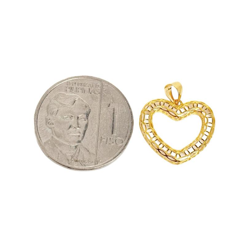 18k Saudi Gold Charmed Heart Pendant - SKU - 6WNEUSDG