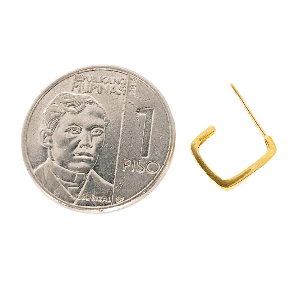 18k Saudi Gold Square Hoop Earring - SKU-CGEU03Y0