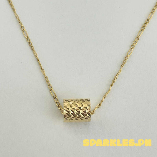 18k Saudi Gold SET Daicut Barrel + Figaru Chain 16"