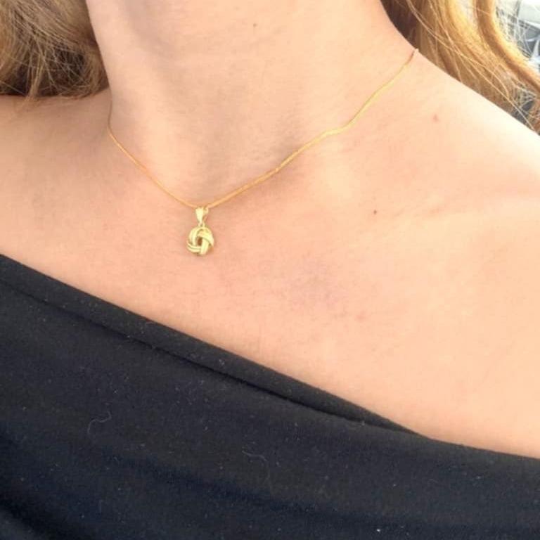 18K Saudi Gold Set Ensaimada Pendant + Fox Tail Chain
