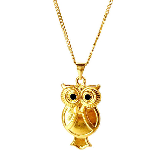 18k Saudi Gold Set Owl Pendant + Cadena Chain 18"