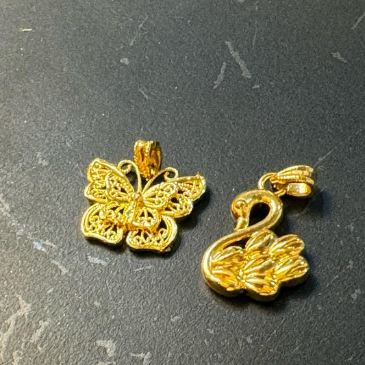 18k Combo Swan+Butterfly Pendant Cutey Ampaw Saudi Gold