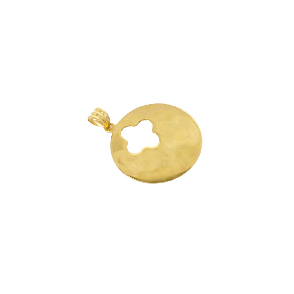 18k Saudi Gold Hole Flower Pendant - SKU-0SMYHMVD