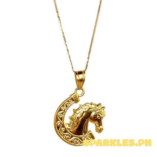 18k Saudi Gold Set Horseshoe + Foxtail Chain 18"
