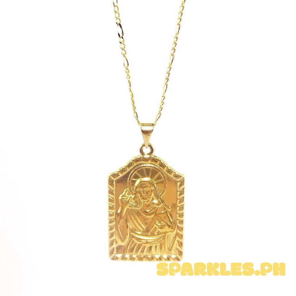 18k Saudi Gold Set Divine Frame + Figaru Chain 20"