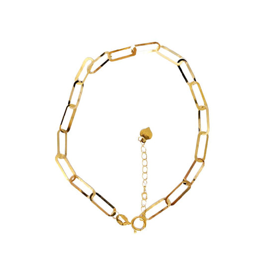 18k Saudi Gold 3x5mm Paperclip Bracelet With Extender  - SKU-VZJSEUJ7