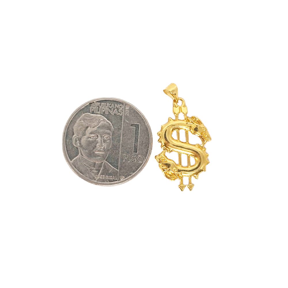 18k Saudi Gold Set Dollar Pendant + Micro Paperclip Makapal 20"