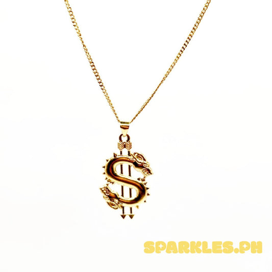 18k Saudi Gold Set Dollar Pendant + Cadena Chain 20"