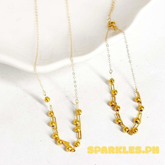 18k Saudi Gold Combo Sea Grapes Necklace and Sea Grapes Bracelet