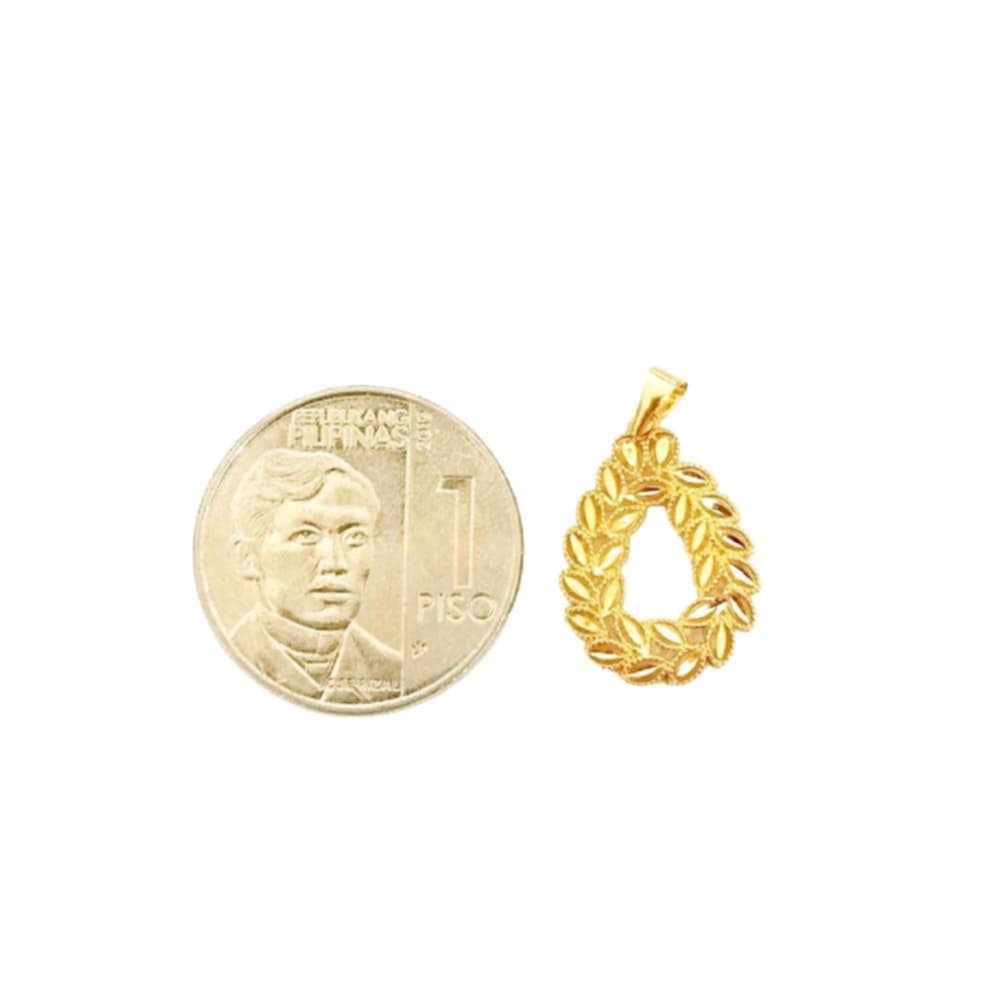 18k Saudi Gold Set Teardrop Leaf + Micro Paperclip Makapal 22"