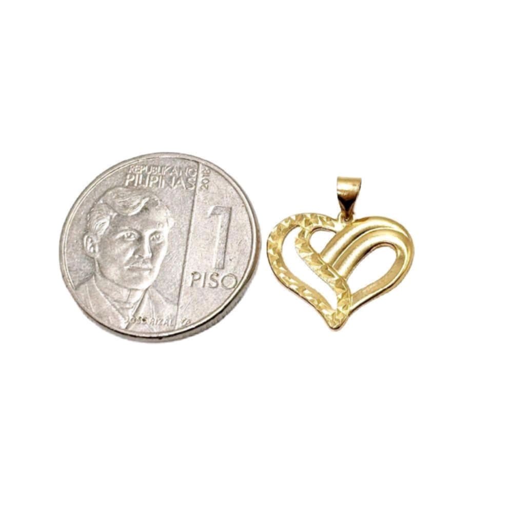 18k Saudi Gold Duo Heart + Figaru Chain 16"