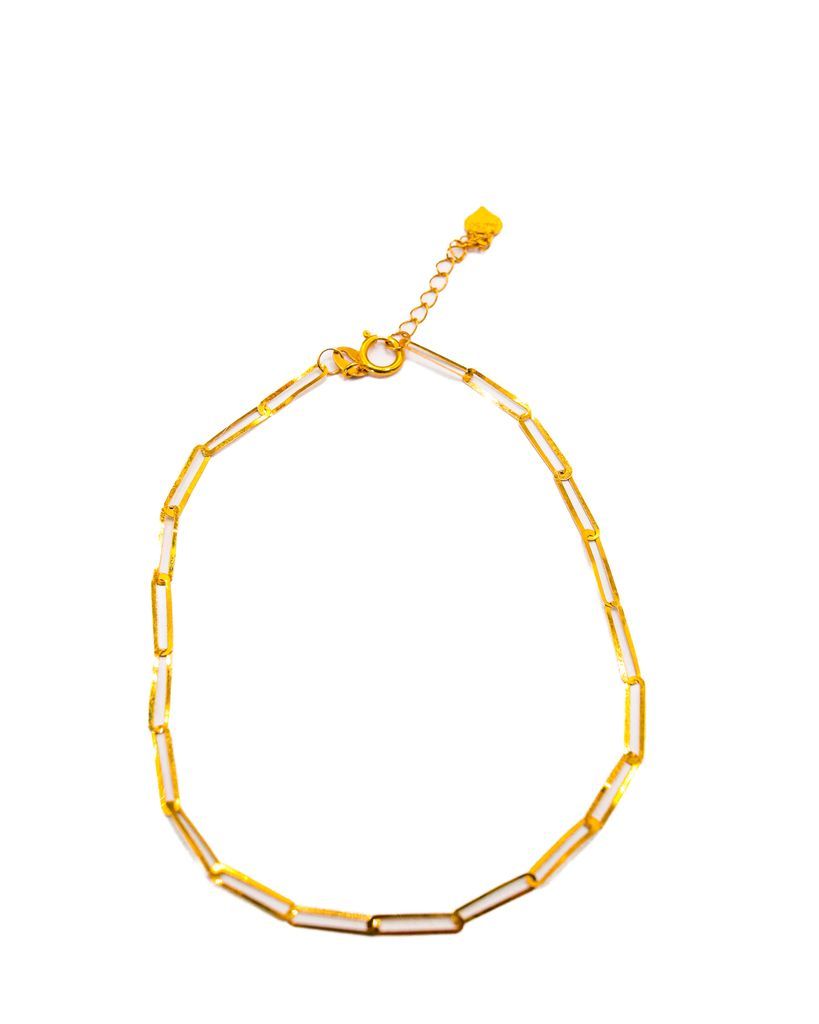 18k Saudi Gold 2x5mm Paperclip Bracelet With Extender - SKU-KN5ODK38