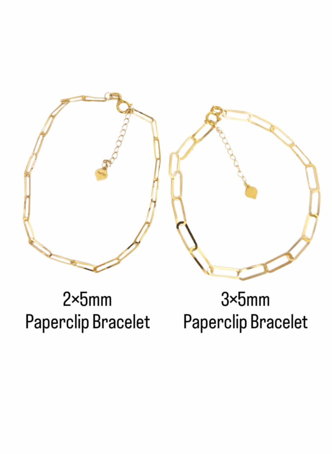 18k Saudi Gold 3x5mm Paperclip Bracelet With Extender  - SKU-VZJSEUJ7