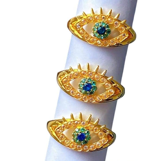 AMPAW/HOLLOW 18k Saudi Gold Evil Eye Ring