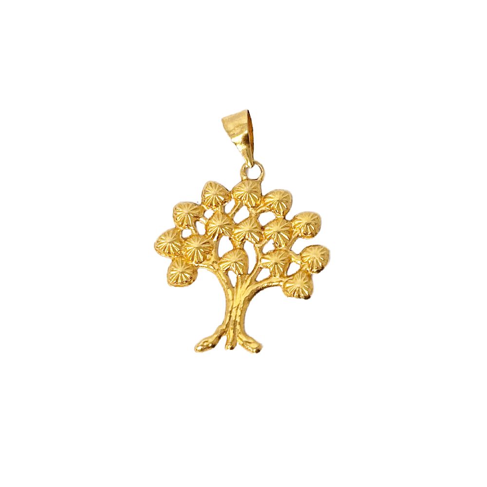 18k Saudi Gold Solid Money Tree Pendant - SKU-G2USAZIB