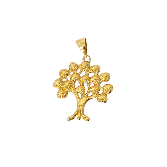 18k Saudi Gold Solid Money Tree Pendant - SKU-G2USAZIB