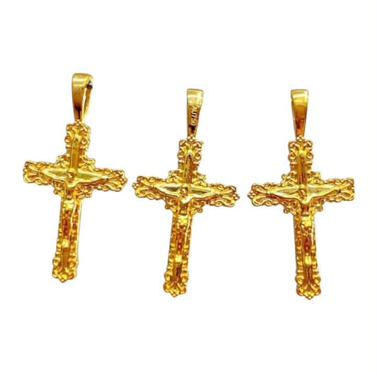 AMPAW/HOLLOW 18k Saudi Gold Jesus in the Cross Pendant