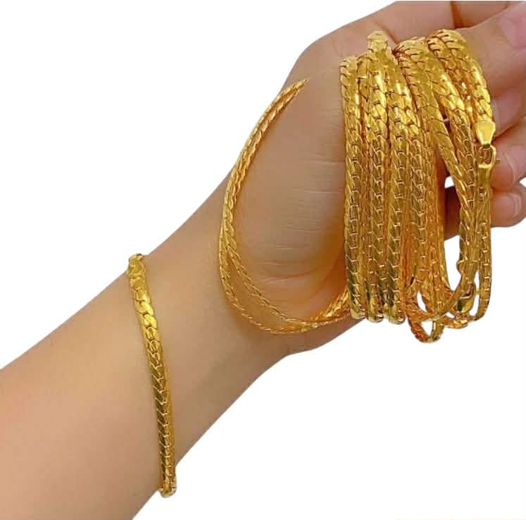18k Saudi Gold Flat Bracelet Makapal 7"