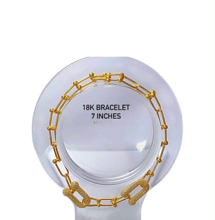 18k Saudi Gold #3 Hardware Bracelet 7"