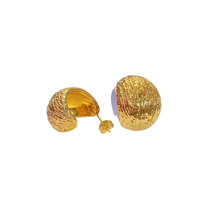 18k Saudi Gold Brass Woven Round Hoop Earring