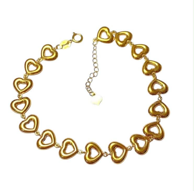 18k Saudi Gold Mini Heart Bracelet