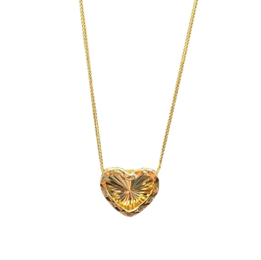 18k Saudi Gold Heart Necklace - SKU-ICELOANT
