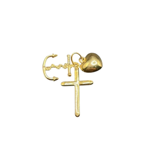 18k Saudi Gold Cross Anchor Heart -  SKU-P6CRTV6J