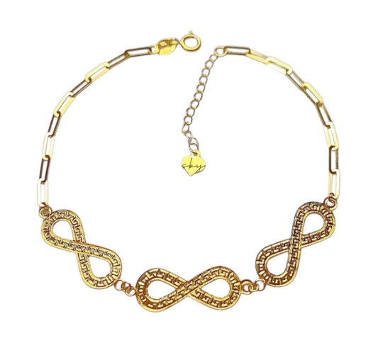 18k Saudi Gold Half Paperclip Infinity Bracelet