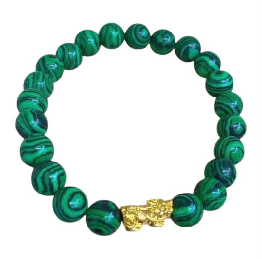 NOT PAWNABLE - 18k Saudi Gold Green Mantra Piyao Bracelet