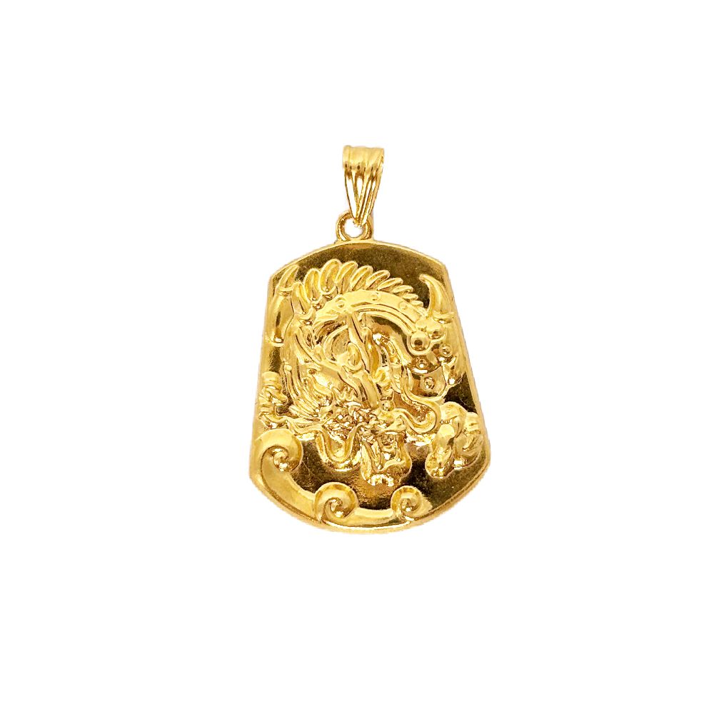 18k Saudi Gold Imperial Dragon Pendant - SKU-0MUUIWJS