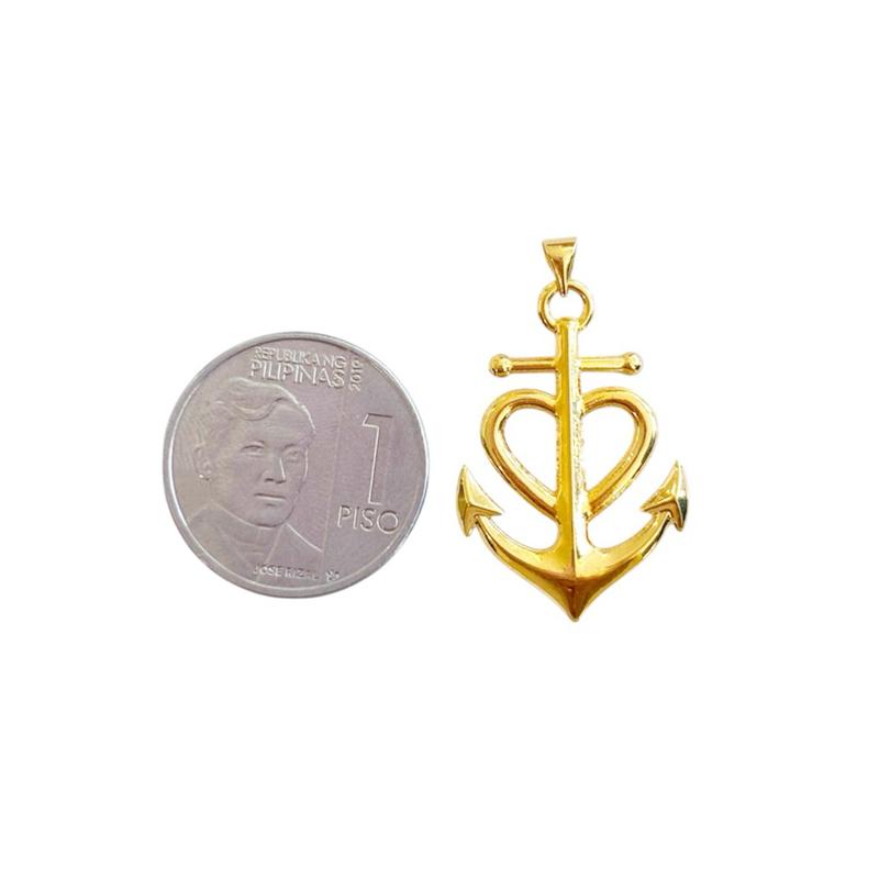 18k Saudi Gold Anchor Heart Pendant - SKU-VK8QY36H