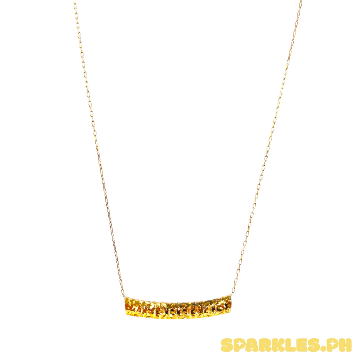 18k Saudi Gold Karkar Chain 18" + 18k Saudi Gold Curved Tube Pendant