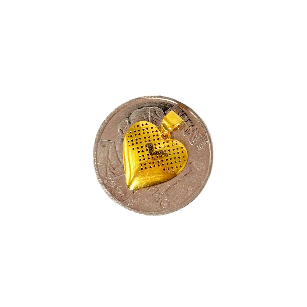 18k Saudi Gold Triangle Dot Heart Pendant - SKU-GORFW725