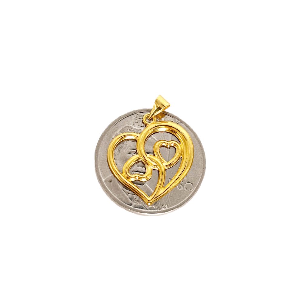 18k Saudi Gold Open Triple Heart Pendant - SKU-JV0RZD3L