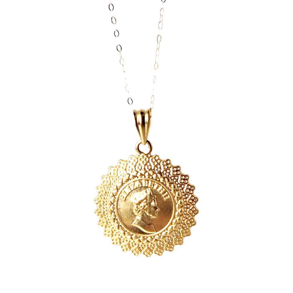 18k Saudi Gold Set Queen Elizabeth Medallion + Tauco Chain lv1