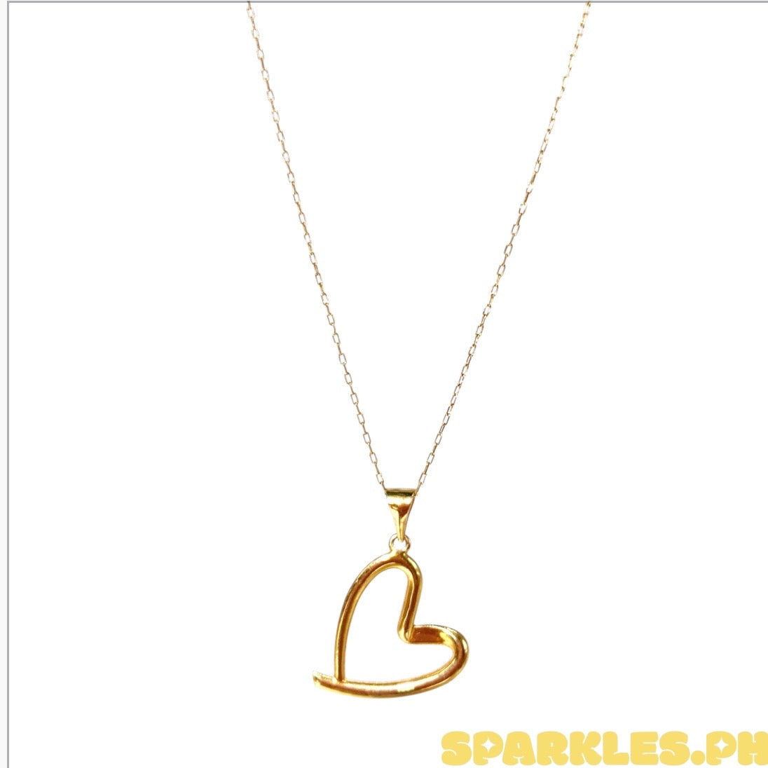 18k Saudi Gold Karkar Chain 18" + 18k Saudi Gold Line Heart with Hook Pendant